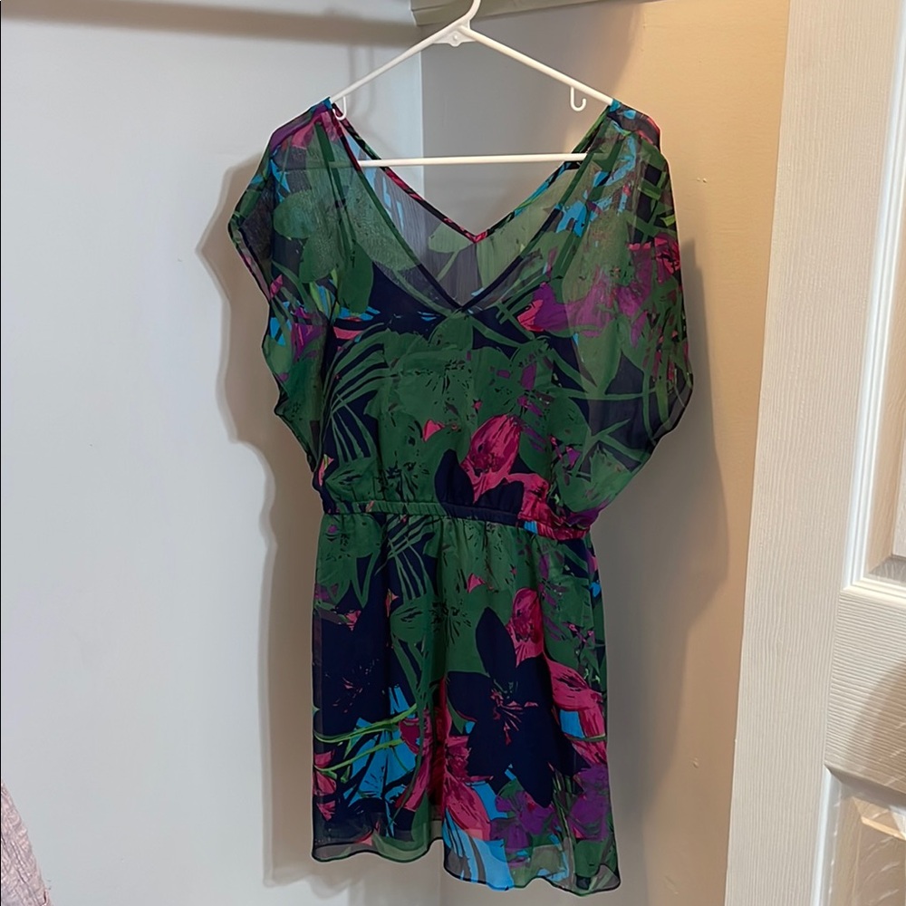 Express Green and Pink Floral Dress